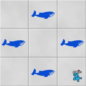 Whales Vinyl Wall Tile Stickers Decals Bathroom Home Decor - Picture 1 of 2