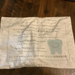 Mud Pie~Tooth Fairy Pillowcase~Standard Size~White Neutrals/Light Blue Highlight - Picture 1 of 6