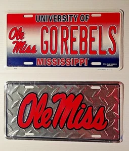 UM University Mississippi Rebels Ole Miss Metall Autoschild Auto Nummernschild NCAA - Bild 1 von 8