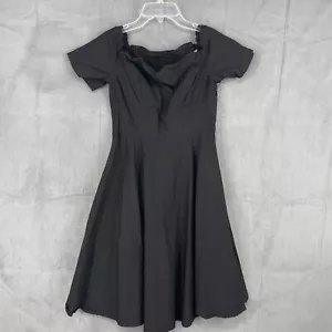 Belle Poque Retro Dress Womens Large Black Short Sleeve Fit Flare Swing - Picture 1 of 11