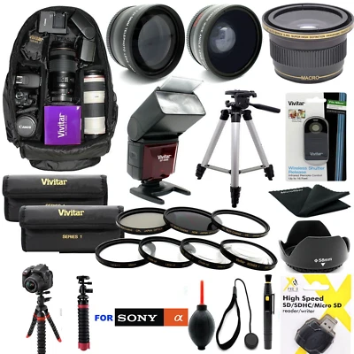 KIT ACCESORIOS LENTES TRÍPODE MOCHILA FLASH SONY ALPHA A6000 PREMIUM HD 40,5 MM - Imagen 1 de 4