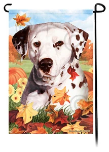 Bandera de jardín hojas caídas - hígado y dálmata blanca - Imagen 1 de 1