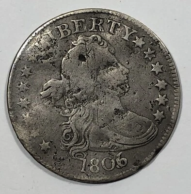 Cuarto busto cortina 1806. .25. Muy buen detalle. Dañado.  Foto 1 de 3