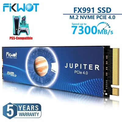 Fikwot 1/2/4TB M.2 NVMe SSD PCIe 4.0 For PS5 7300MB/s Internal Solid State Drive