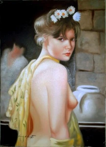 NUDO DI DONNA: GUARDAMI. OLIO SU TELA 50x70 FIRMATO LUCA DE SANCTIS. - Foto 1 di 7