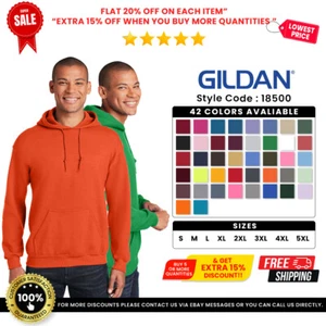 Gildan G185 Mens Long Sleeve Heavy Blend Pouch Pocket Pullover Hooded Sweatshirt - Picture 1 of 246