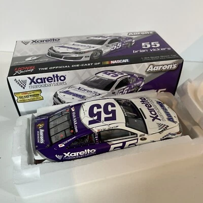 #55 Brian Vickers Aaron’s Xarelto Promo Escala 1:24 Diecast Stock Car LE Foto 1 de 4