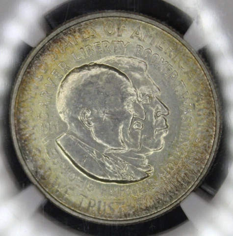 1951 Washington Carver Silver Half Dollar NGC Graded MS64 Color Toned Coin Toner Cover