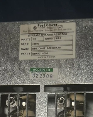Post Glover dynamic braking resistor - Image 1 of 2