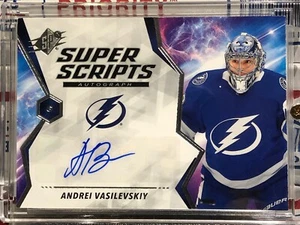 2020-21 UPPER DECK SPX ANDREI VASILEVSKIY, #S-AV, AUTO, SUPER SCRIPTS, BOLTS P - Imagen 1 de 2