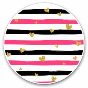 2 x Vinyl Aufkleber 30 cm - gestreift rosa gold Herzen Streifen cooles Geschenk #14676 - Bild 1 von 9