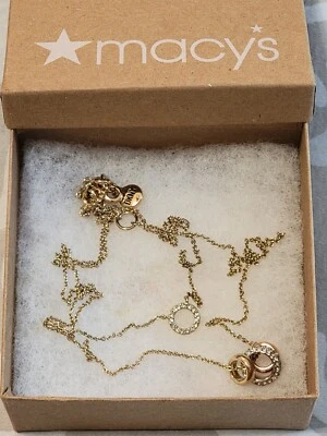 Collar DKNY Cristal y Piedra Colgante Doble Nivel Tono Dorado con Cierre de Langosta Foto 1 de 4