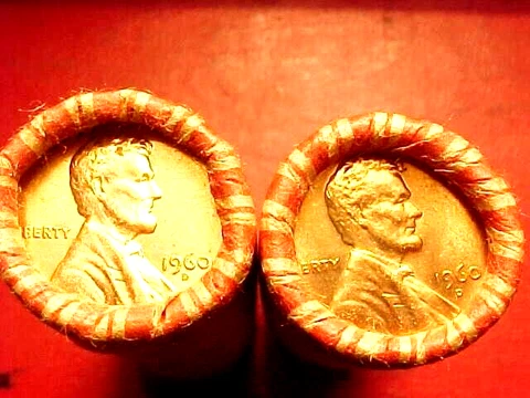 1960-D SMALL DATE / 1960-D LARGE DATE UNCIRCULATED OBW MEMORIAL LINCOLN ROLLS BU Cover