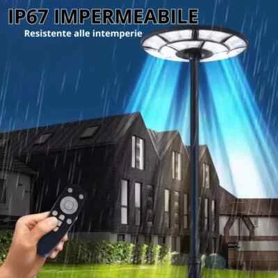 Lampione Faro Giardino Stradale Crepuscolare Ufo Pannello Solare 1200W - Immagine 1 di 2