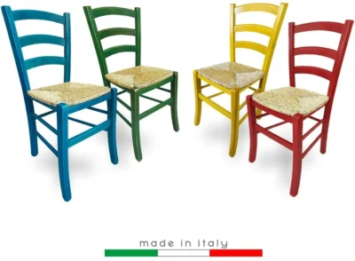 Sedia Legno Venezia Paesana seduta Paglia cucina bar ristorante pub trattoria - Immagine 1 di 4