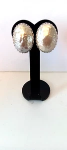 Vintage Alice Caviness Oval Barock Kunstperlen Ohrringe.  Silber Grübchen Perle - Bild 1 von 6