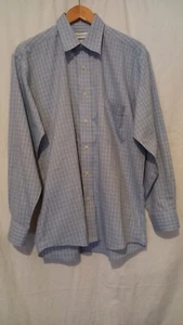 Vanheusen mens 55% cotton 45% polyester blue/white long sleeve shirt size 15.5" - Picture 1 of 10