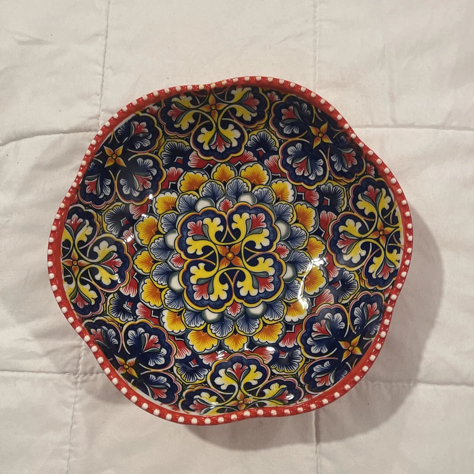 Cuencos de plomo Henxfen brillantes coloridos de cerámica roja mexicana pasta grande bohemia 27 oz Foto 1 de 4