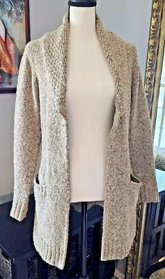 Cárdigan Relativity para mujer color tostado frente abierto tejido con cable mezcla de lana usado talla M Foto 1 de 4