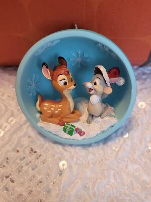 Disneyland Paris Bambi, Klopfer Weihnachtsornament, Halbkugel, Eisblau - Bild 1 von 2
