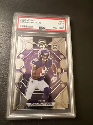 2023 Mosaic Jordan Addison RC #337 Silver PSA 9 MINT VIKINGS - Image 1 of 2