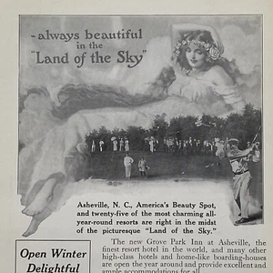 Anuncio impreso Southern Railway 1913 de colección siempre hermosa tierra del cielo mujer golf - Imagen 1 de 5