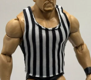 WWE Referee Tank Top Shirt Accessory Mattel Figure Clothes 1/12 D1 - Picture 1 of 1
