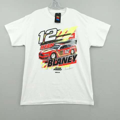 NWT Nascar Ryan Blaney T Shirt Mens Large White #12 Team Penske Crewneck * Cover