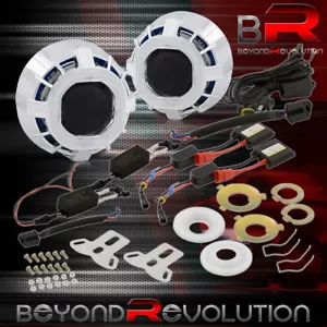 For BMW Mercedes Benz HID Projector Retrofit Headlight Shroud Dual Angel Eye Kit - Picture 1 of 4