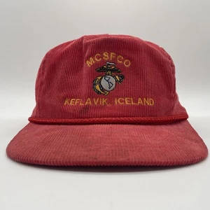 Vintage MCSFCO KEFLAVIK ICELAND Red Corduroy Rope Cap Designer Award Headwear - Picture 1 of 12