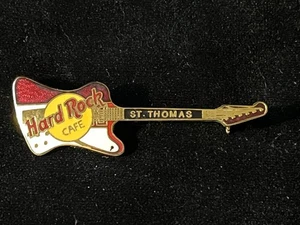 Pin de guitarra Hard Rock Café rojo y blanco St. Thomas Islas Vírgenes Firebird - Imagen 1 de 2