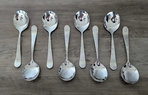 8 GS Gourmet Settings WINDERMERE Matte 18/10 Stainless 8" Soup Place Oval Spoons - Picture 1 of 5