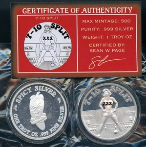 STL Mint Spicy Silver 7-10 Split 1oz .999 silver Round w/COA 49th - Picture 1 of 3