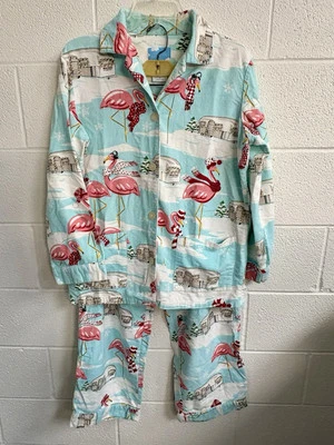 Nick & Nora Flamingo Air Stream RV Holiday Christmas Flannel Pajama Set Small - Image 1 of 4