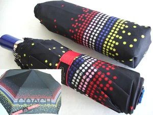 Coach Script Rhinestone Print Black Multicolor Compact Umbrella NWT - Picture 1 of 9