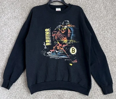 Vintage 90s NHL Mens Black Boston Bruins Crewneck Sweatshirt Size XL USA - Image 1 of 4