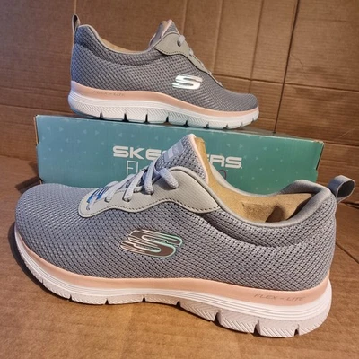 Skechers Women's Flex Appeal 4.0 Trainers Air-Cooled Memory Foam UK7 - Grey/Pink - Image 1 of 4