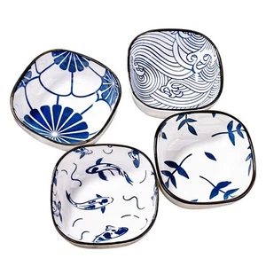 Japanese Style Ceramic Dipping Sauce Bowls Set of 4 Sushi Dishes for Sauce Sp... - Picture 1 of 6