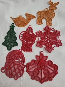 Ornaments Embroidered 3-4 inches Santa Tree Reindeer Horn Snowflake - Picture 1 of 8
