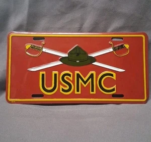 Cuerpo de Marines de los Estados Unidos USMC emblema matrícula militar genuina 6" x 12" - Imagen 1 de 6