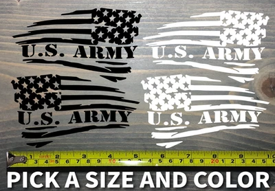 US Army Flag Decal Sticker Pair American US Distressed USA Military Armed Forces
