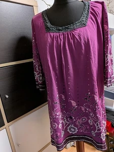 Shirt Damen Gr. XXL 3/4 Ärmel lila mit Muster - Bild 1 von 1