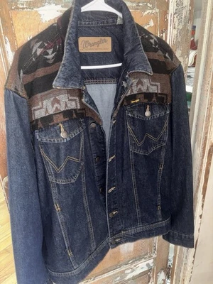 Wrangler Authentic Western Jacket – Denim & Southwestern Wool Yoke – XL - Image 1 of 4