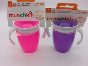 2 Pack - Munchkin Miracle 360 Trainer Cup - 7oz/207m - Purple/Pink - NEW - Picture 1 of 3