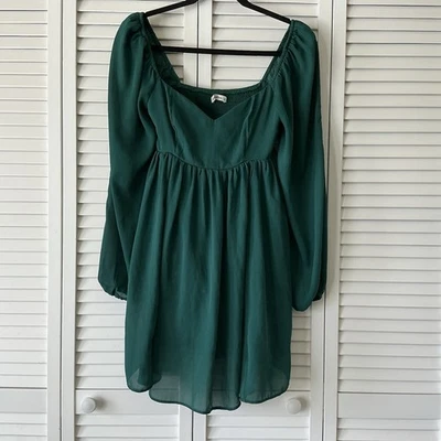 Abercrombie & Fitch Babydoll Dress Women Sz S Green Y2K Vintage BOHO Pockets - Image 1 of 4