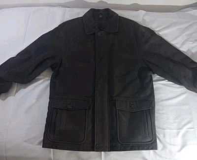 St John's Bay Genuine Leather Jacket Mens Medium Brown Suede Zip Front Lined EUC - Image 1 of 4