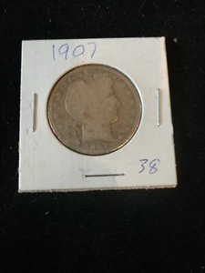 1907  BARBER SILVER HALF DOLLAR - IN CARDBOARD FLIP, Combine shipping DW-13-38) - Foto 1 di 2