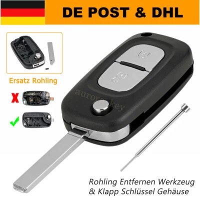 2 Tasten Klappschlüssel Gehäuse VA2 für Renault Clio Modus Twingo Mercedes Citan