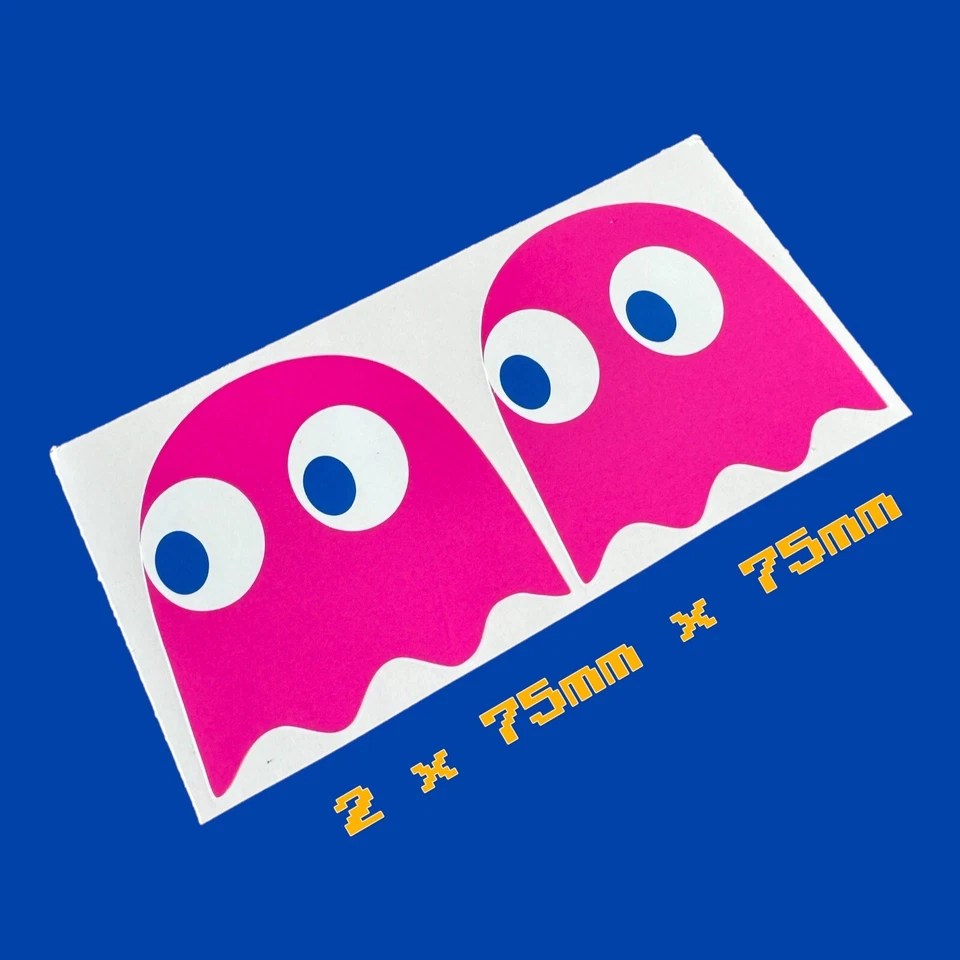 Ghost Pacman PAC Man X2 Classic 1980's Logo Vinyl Sticker Decal Arcade Gaming - Image 1 of 1