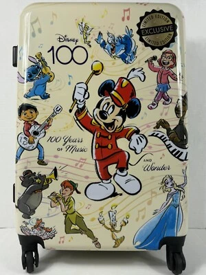 Bioworld Disney 100 Years Of Music And Wonder 24” Upright Spinner Suitcase NEW - Image 1 of 4